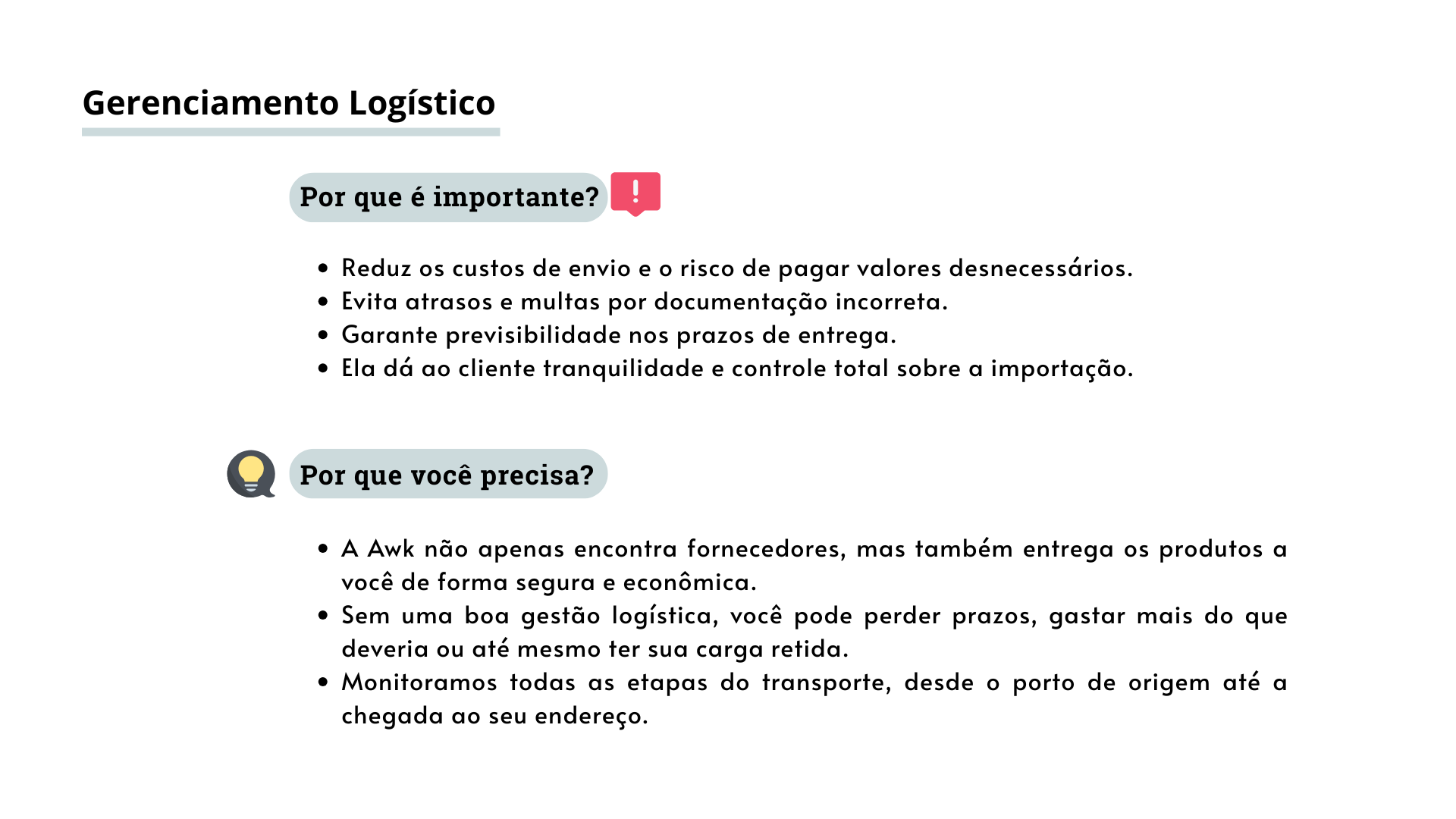 Texto sobre gestão logística; descreve a importância e o que é necessário para uma boa gestão.