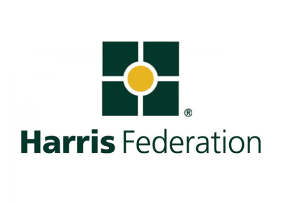 The harris federation logo is green and yellow