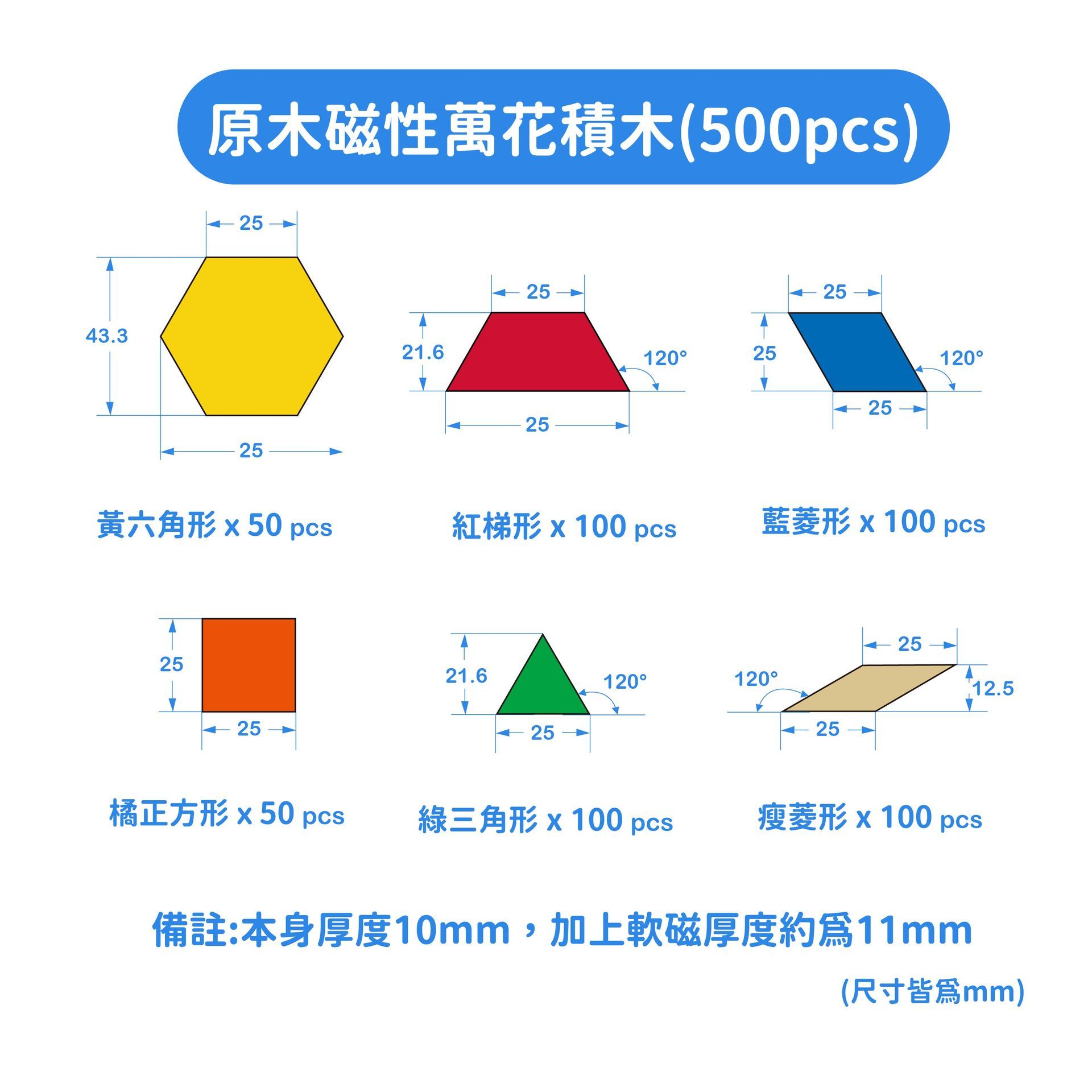 移動式白板原木磁性萬花積木（六型六色） 藝術家創作系列-移動式白板組