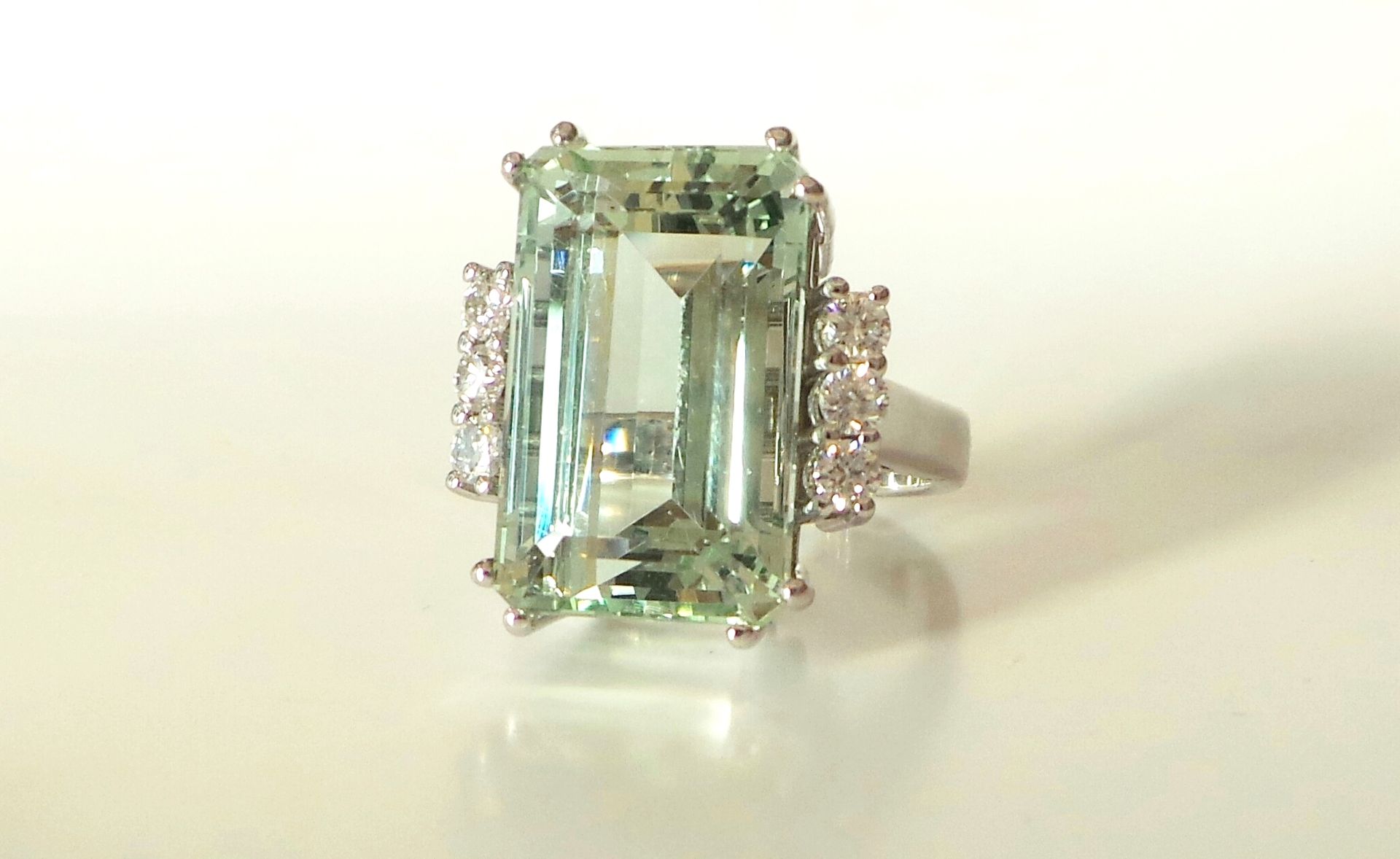 Anello Con Acquamarina E Diamanti – Ovale Verde 84,62 Ct – Argento Argentium 935 – Fatto A Mano In India - Foto 2