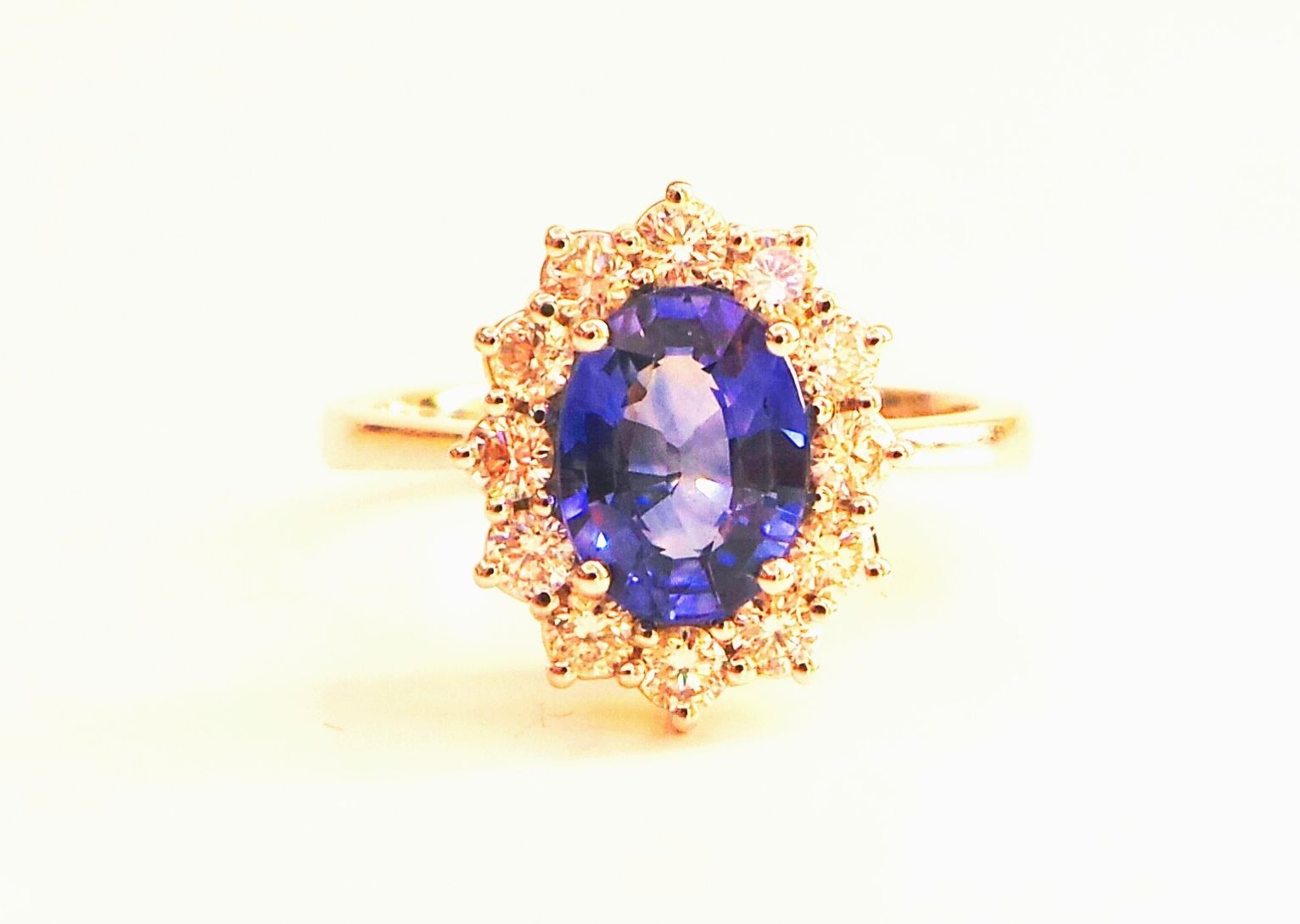 Cattelan - anello oro giallo 750 diamanti gialli naturali - zaffiro blu  Ceylon naturale