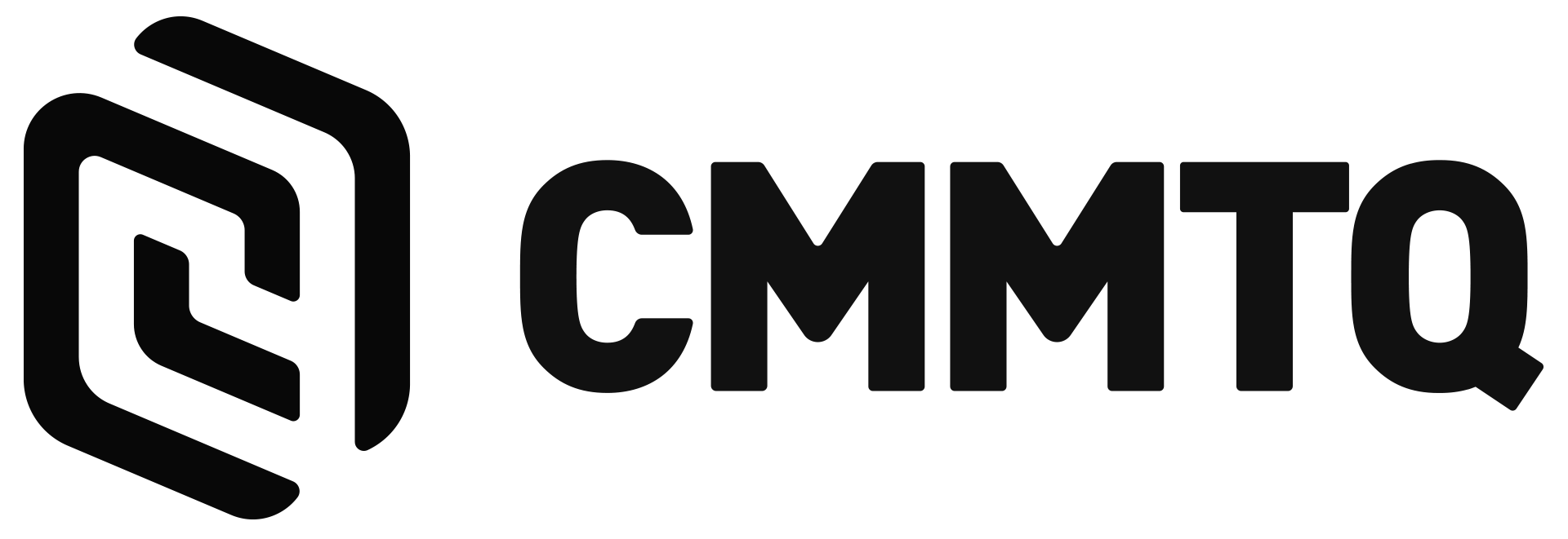 Un logo noir et blanc pour cmtq sur fond blanc