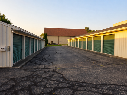 Drive-up storage units at Parchment Self Storage, 2525 Brackett Ave