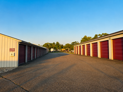 Row of drive-up units at Parchment Self Storage, 2755 Brackett Ave