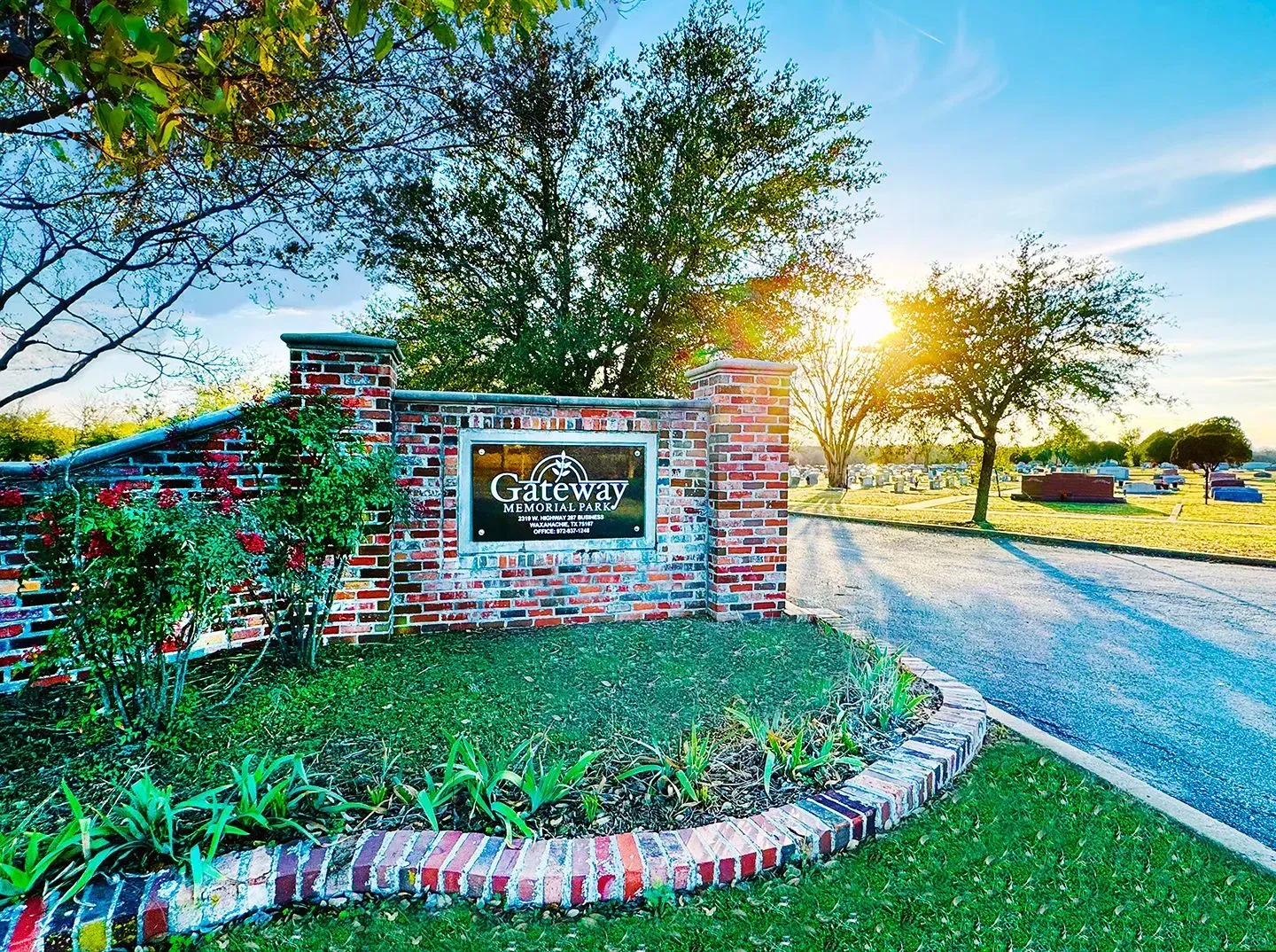 A brick entrance sign for
