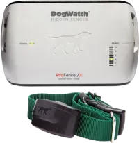 DogWatch ProFence iX hidden fence system with base station and dog collar.
