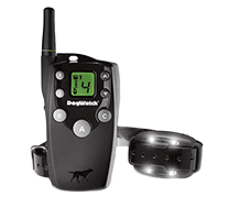 Black DogWatch remote and collar device with digital display; for dog training.