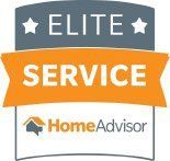 HomeAdvisor Elite Service badge: Orange banner with