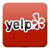 Yelp app icon: Red square with the word