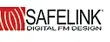 SAFELINK logo, red wavy lines, black text: SAFELINK, DIGITAL FM DESIGN.