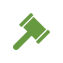 Green gavel icon.