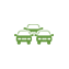 Three green car icons, representing traffic.