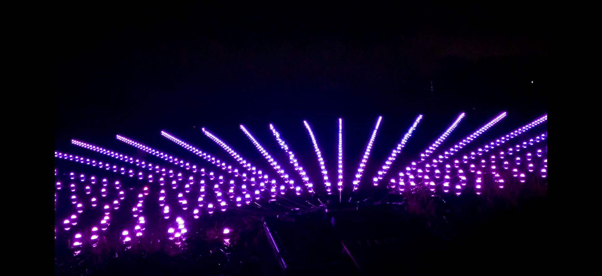Pixel LED lighting installation with individually controlled colour-changing LEDs.