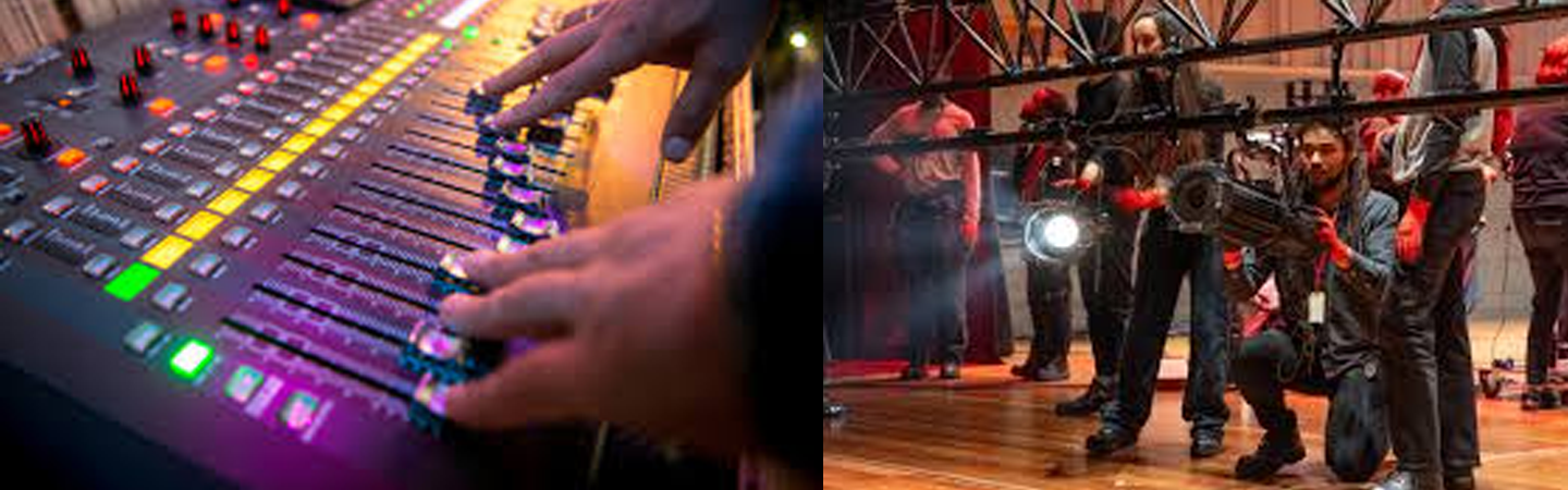 Technical training with sound mixing and stage lighting at Koncept.