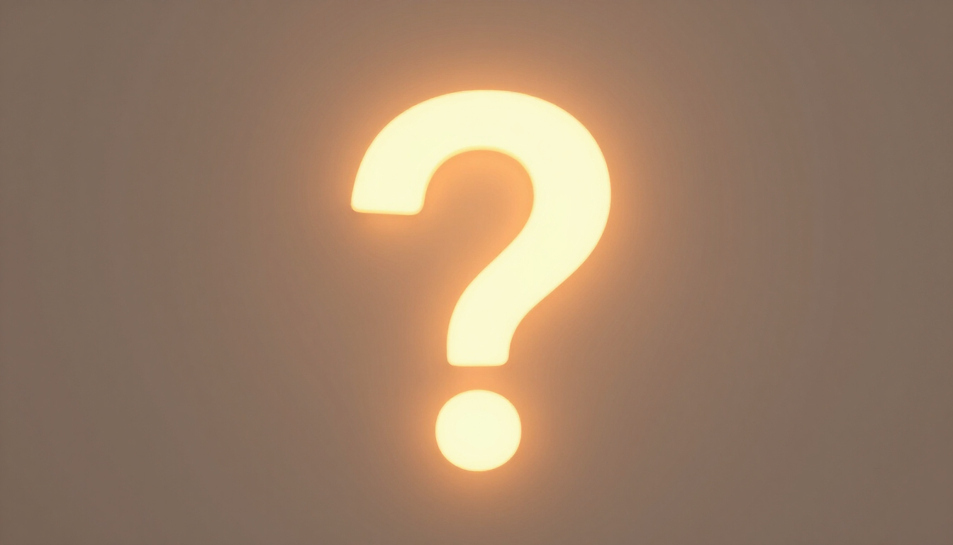 Signo de interrogación amarillo brillante sobre un fondo beige suave