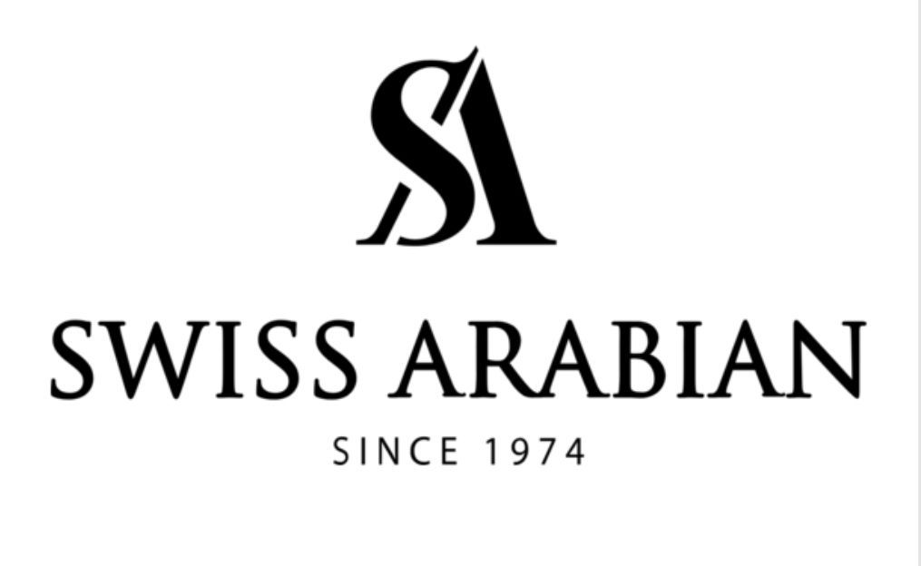 Het logo van Swiss Arabian met de gestileerde letters SA boven de merknaam en de tekst