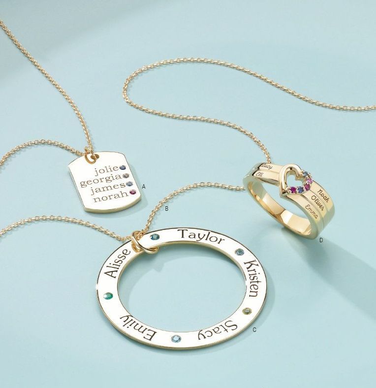 Personalized jewelry and gifts engraved jewelry mothers jewelry sterling silver gold plate yellow gold white gold 