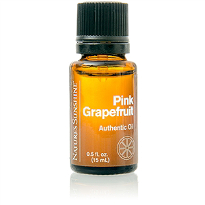 bottle of essential pink grapefruit oil; Natures Sunshine