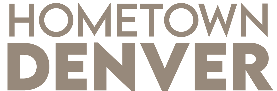 Hometown Denver logo in gray and tan text on a white background
