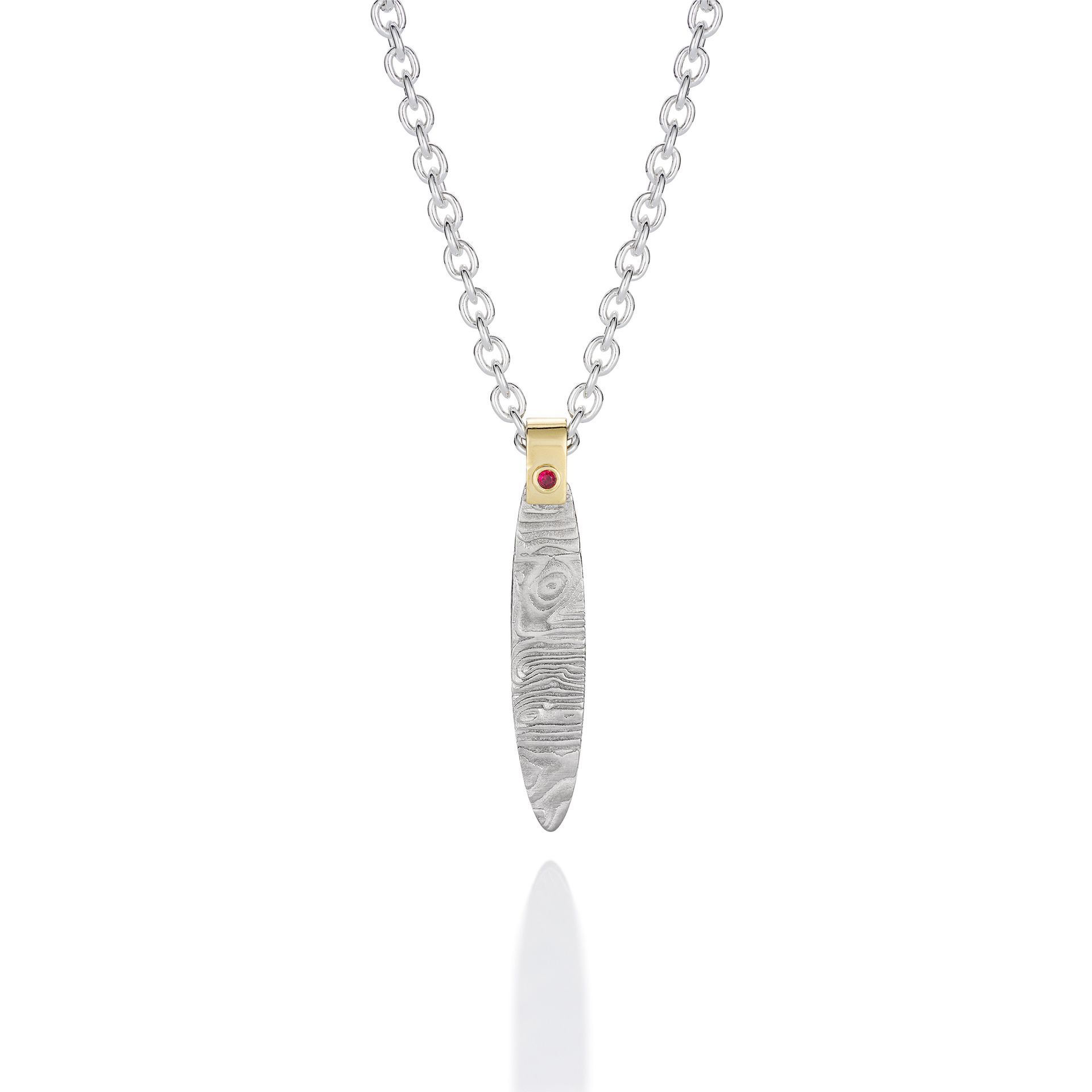 Reversible Damascus Pendant - Oval