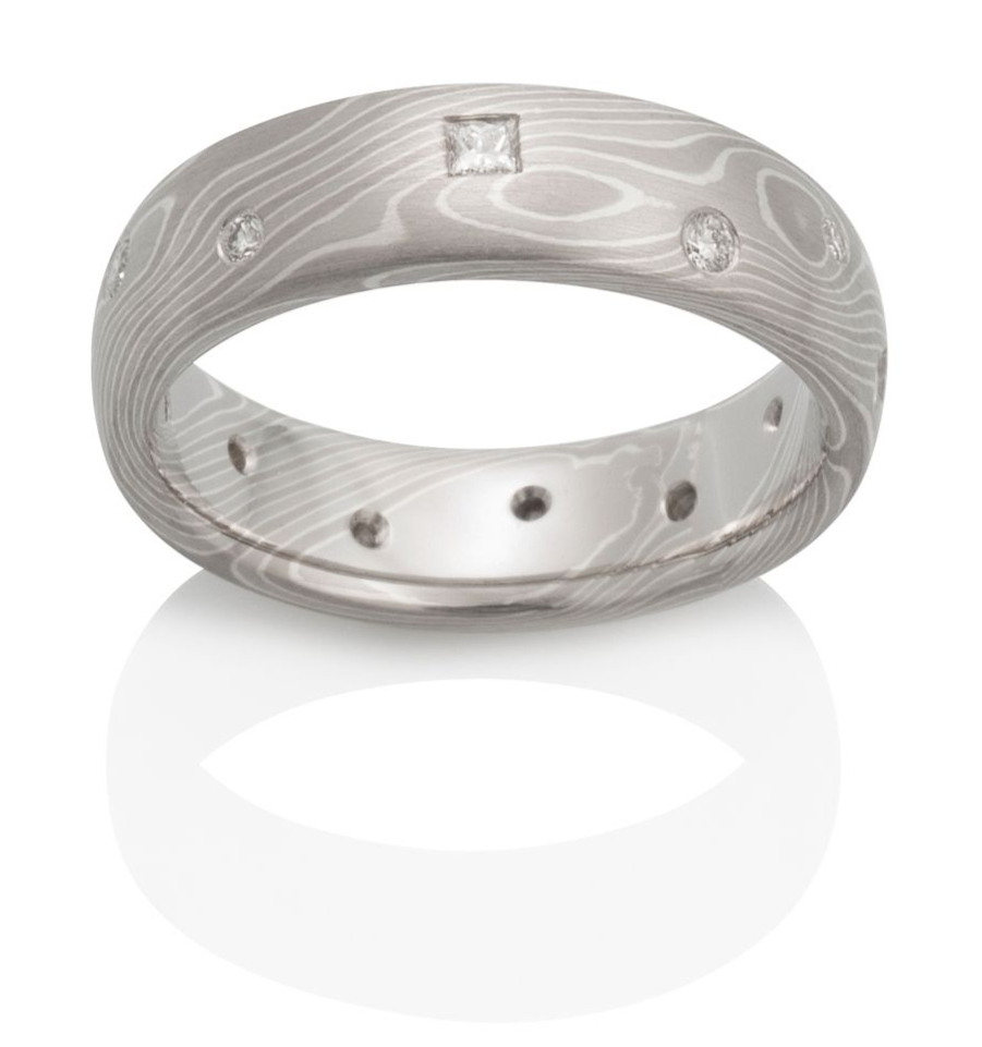 Birch - Pd950, Pd500, Silver with Diamonds