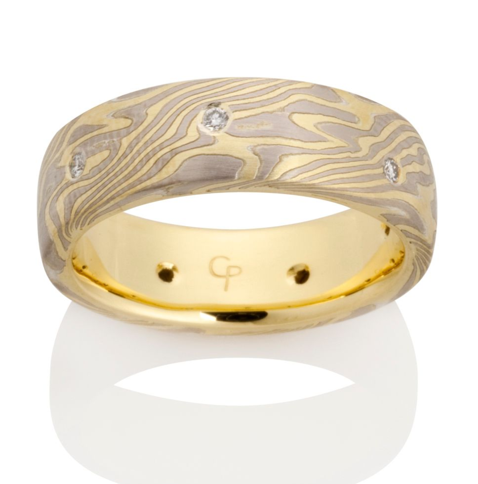 Oak - 18k Yellow Gold, Pd500, Silver with Diamonds