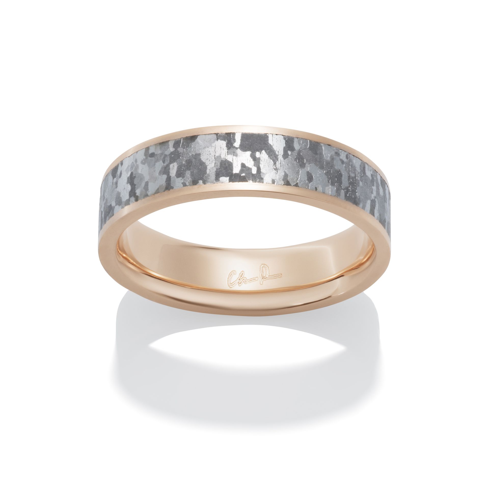 Crystal Steel - Narrow 14K Red Gold Channel