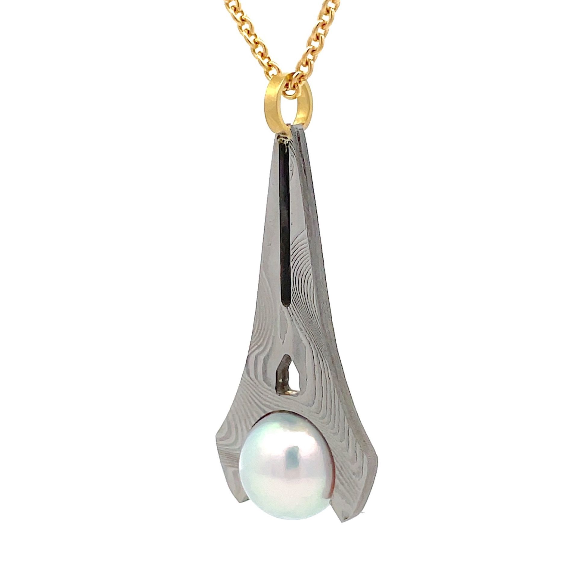Damascus Pearl Pendant - Tower