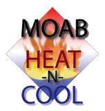 MOAB Heat-N-Cool logo with red diamond, flames, and black, orange, and blue text