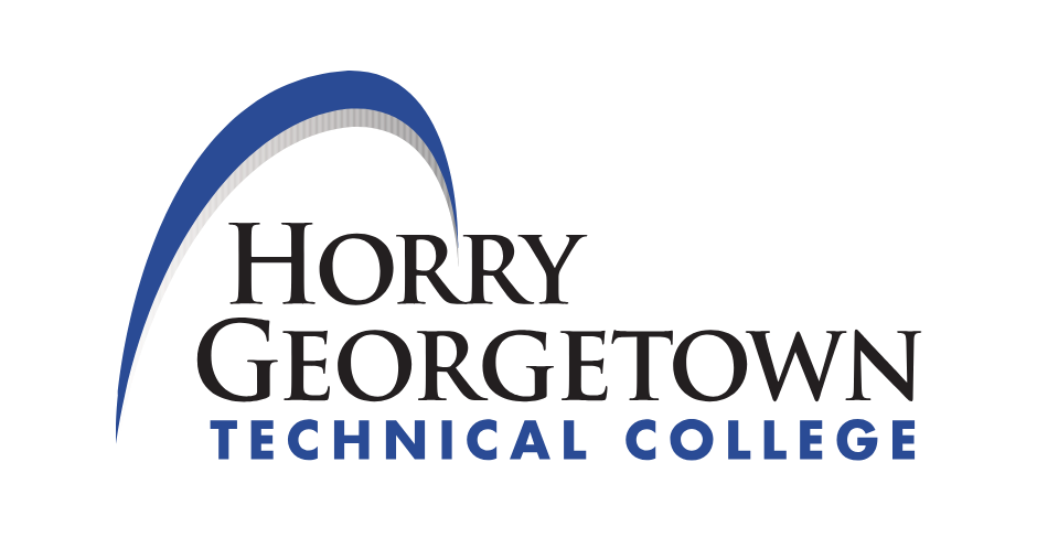 Logo for Horry Georgetown Technical College: Blue arc over text