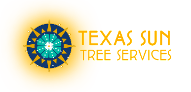 Logo for Texas Sun Tree Services: A sun-like design with text 