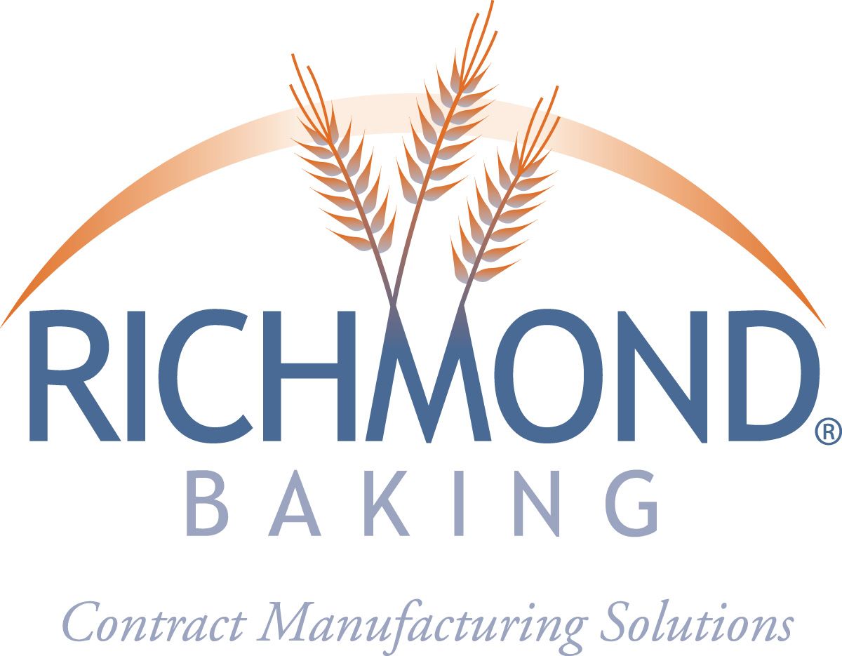 Richmond Baking logo: Wheat stalks with orange arc over dark blue text.