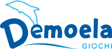 Logo con un delfino blu che salta e la parola