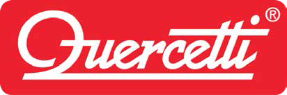 Logo Quercetti in testo bianco su sfondo rosso. La