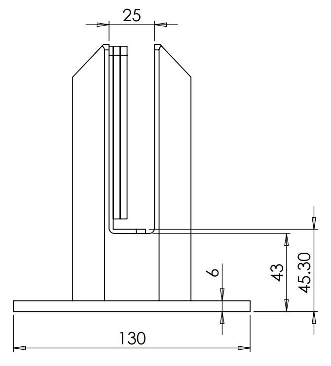 Glass Spigot Base Fix 10 - 21.52mm Glass Square Model Duplex 2205 (PPC Black)