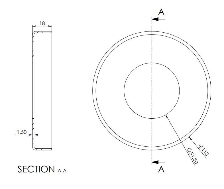 Cover Plate for 22009 Round Spigot Stainless 316