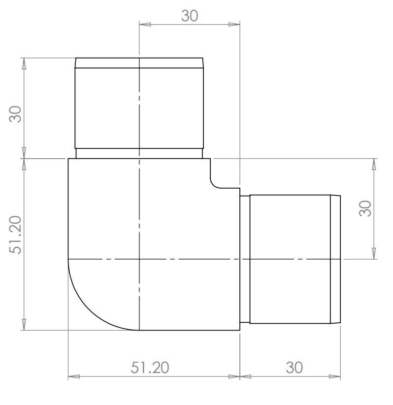 Round Elbow - Black 90 Deg Corner 42.4mm Fix