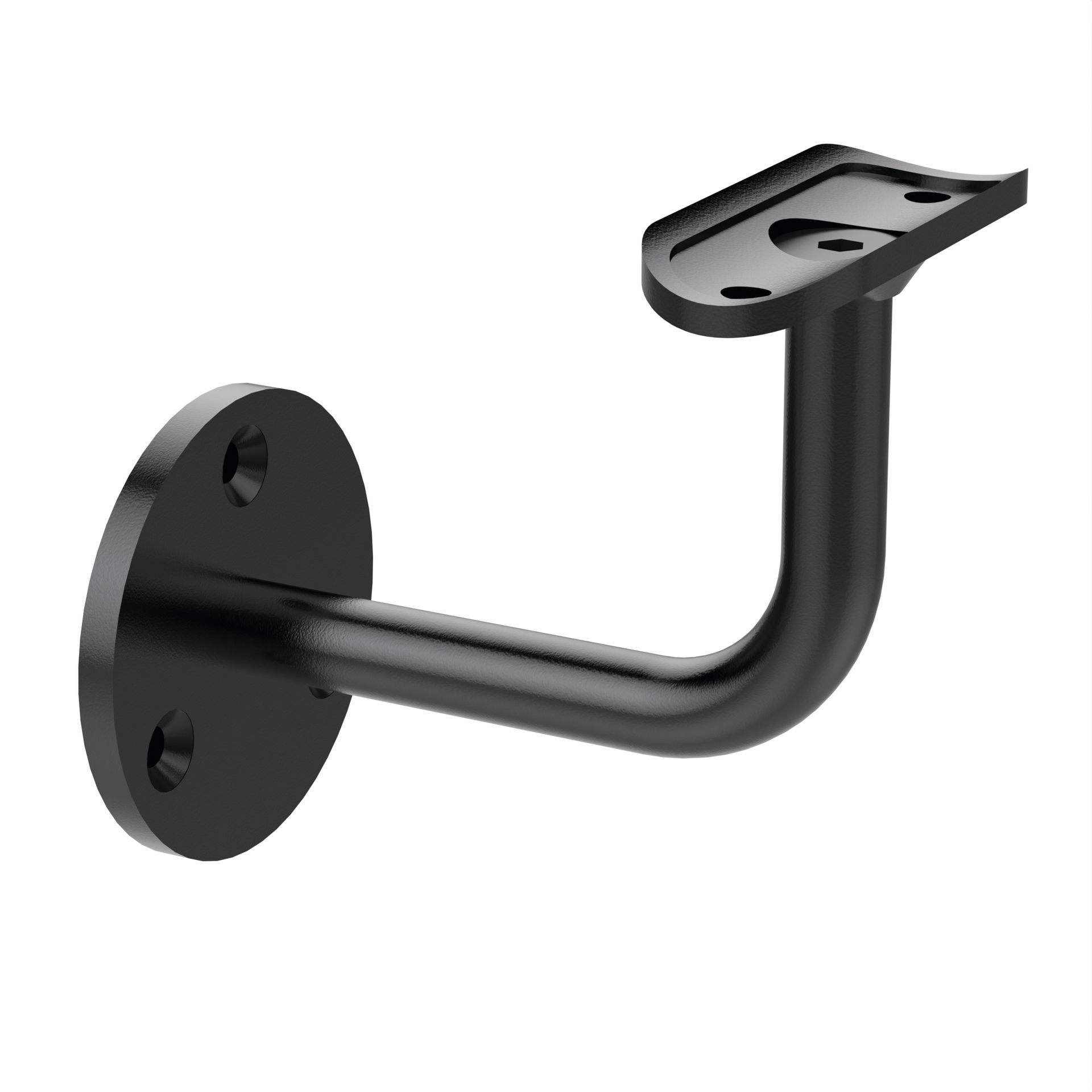 Handrail Bracket 90 Degree Cranked Arm - Black Wall Mounting 42.4mm Fixed Spigot