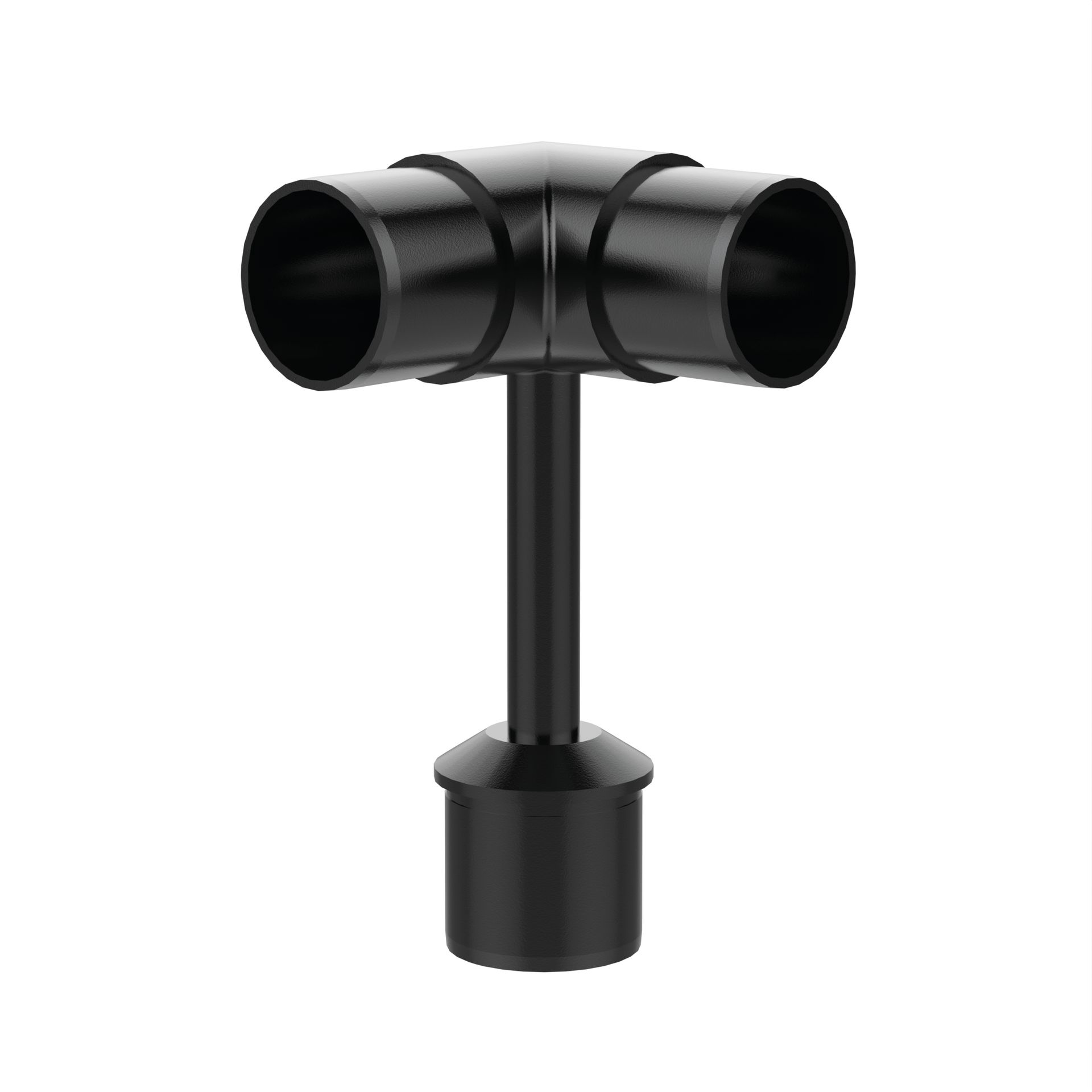 Handrail Bracket with 90 Degree End - Black Elbow 42.4mm