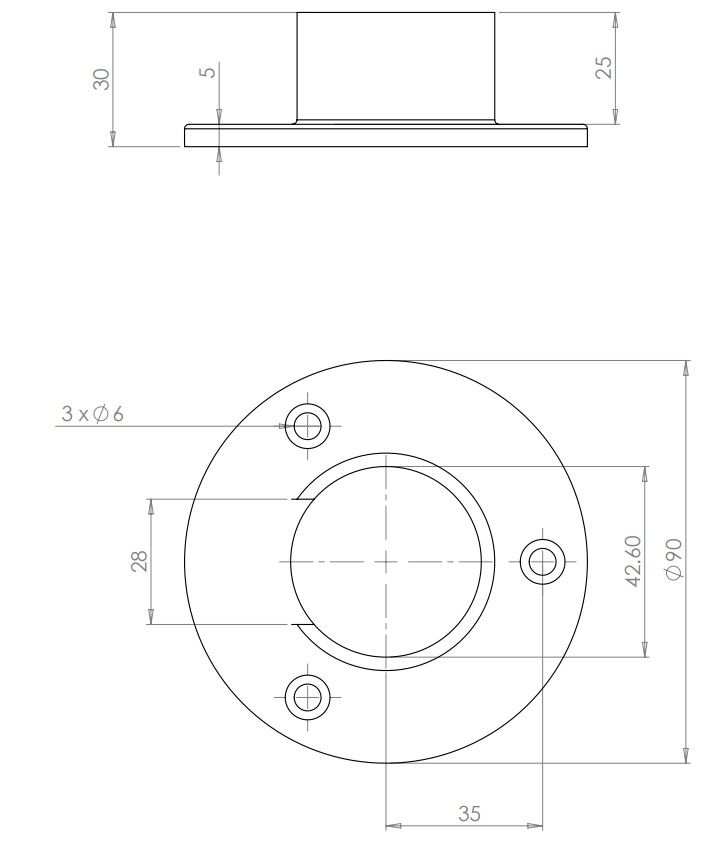 Wall/Floor Flange For Split Tube 42.4mm Fix