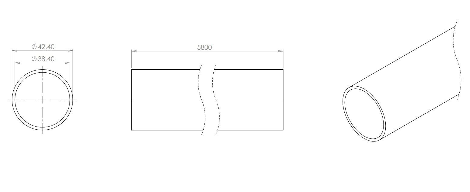 42.4mm Round Tube - Black 5800mm Long