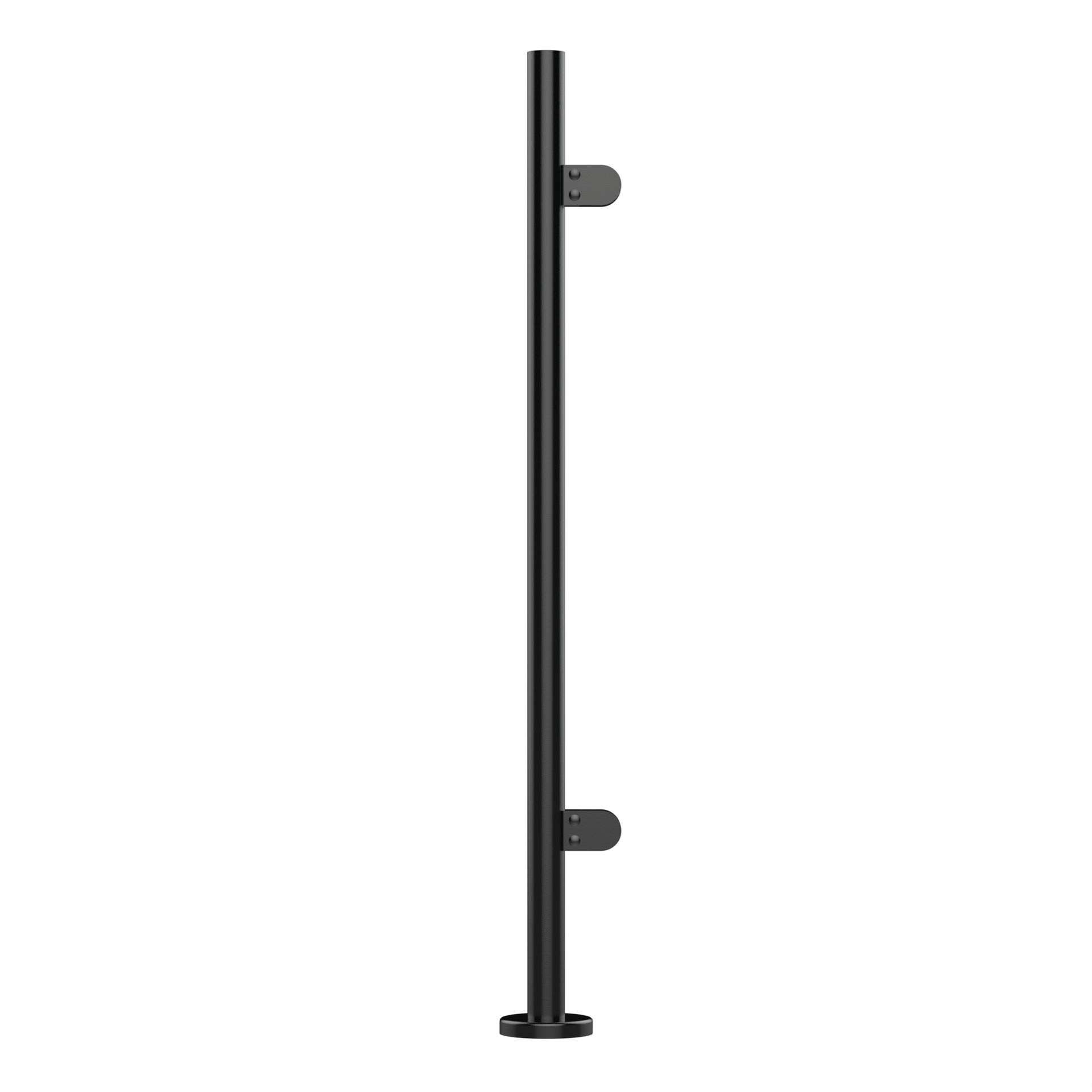 42.4mm Black End Rail with Welded Base & Cover 2 x Clamps, Without Top, 1100mm High