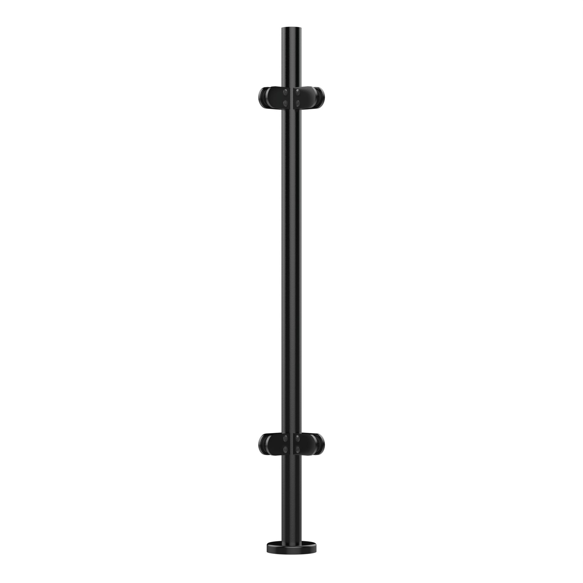 42.4mm Black Corner Rail with Welded Base & Co 4 x Clamps, Without Top, 1100mm High