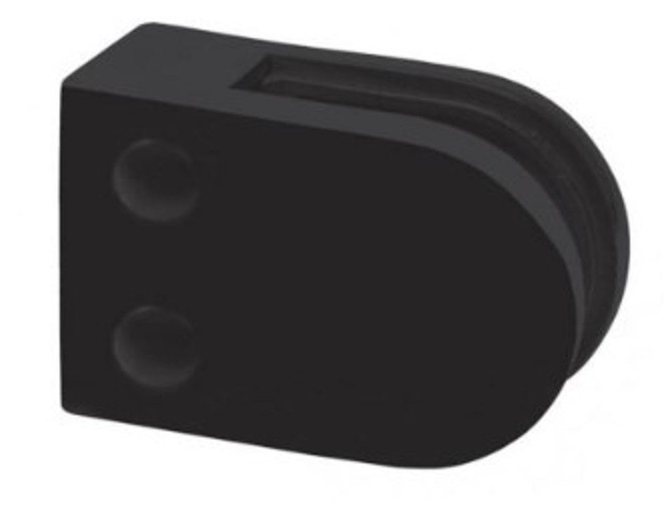 Round Glass Clamp - 10mm Glass Flat Fix - Cast Aluminium PPC Matt Black