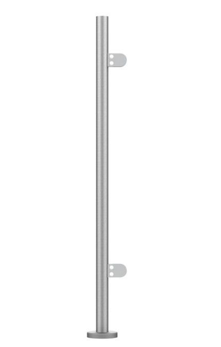42.4mm End Rail with Welded Base & Cover 2 x Clamps, Without Top, 1100mm High