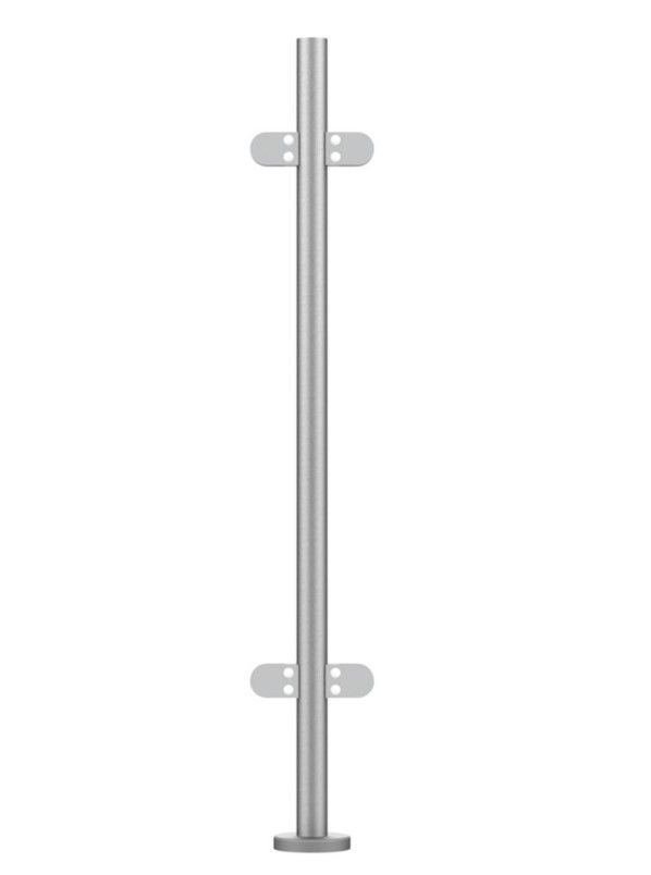 42.4mm Mid Rail with Welded Base & Cover 4 x Clamps, Without Top, 1100mm High