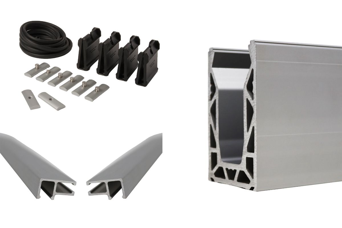 3000mm Silver Channel TOP MOUNT For Glass 12mm - 21.5mm Complete With Grips And Seals