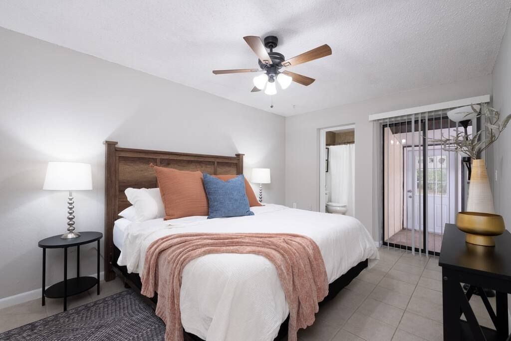 Bedroom in a StayGainesville Rental Property.