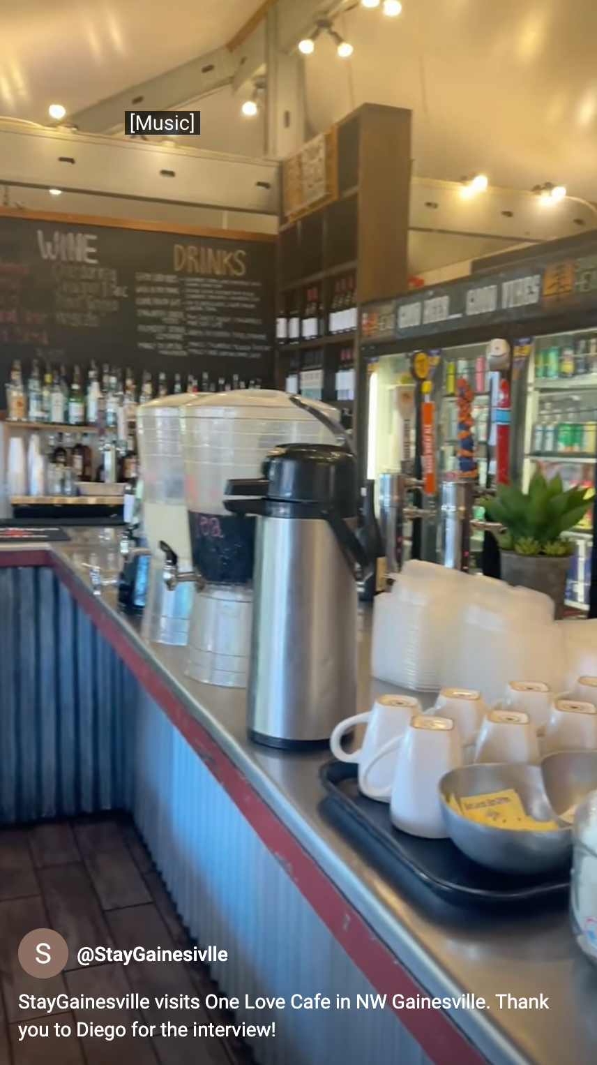 One Love Cafe and Diego Ibanez in Gainesville, FL