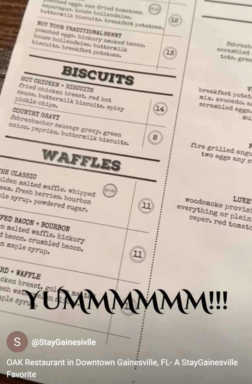 A tour through OAK (Original American Kitchen) Restaurant in Gainesville, FL.